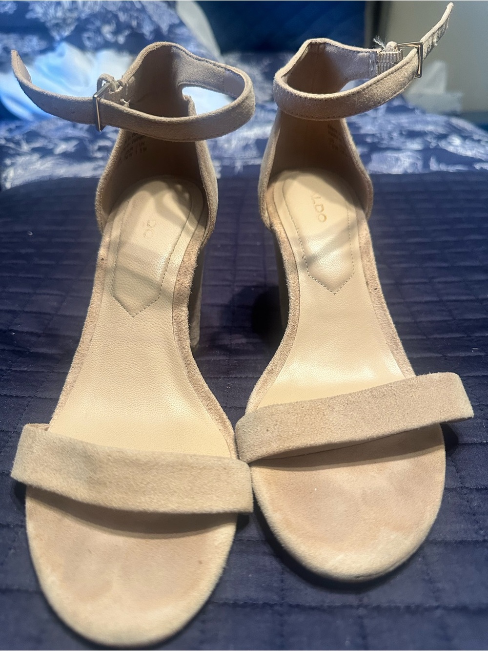 Aldo Blush Suede Ankle-Strap Heels